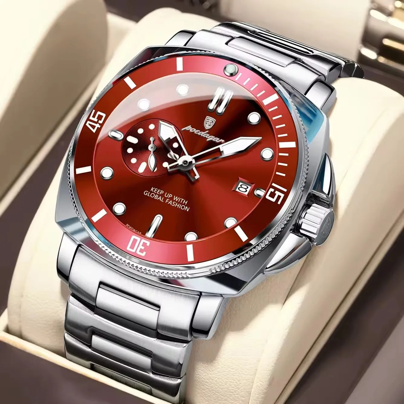 Poedagar 873 High Quality Men Quartz Watch Stainless Steel Strap Waterproof Luminous Cal aperçu 10