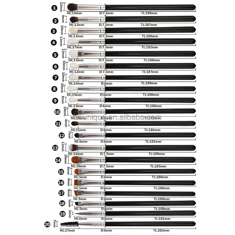 Black Brow Makeup Brush Set Concealer Eyeliner Ultra Thin White Single Private Label Large Flat Concealer Brush For Eyebrows