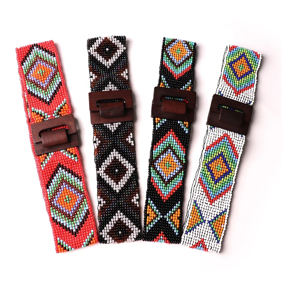 Custom Colors Vintage Wooden Belt Buckle Stretch Elastic  display picture 1