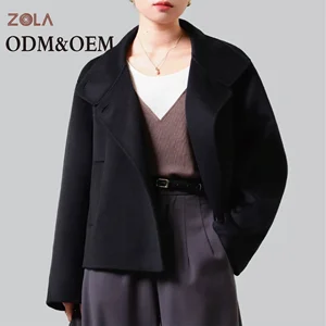 Classic Color Customized Design Turtle Neck Women's Short Casual Wool Coat for Winter