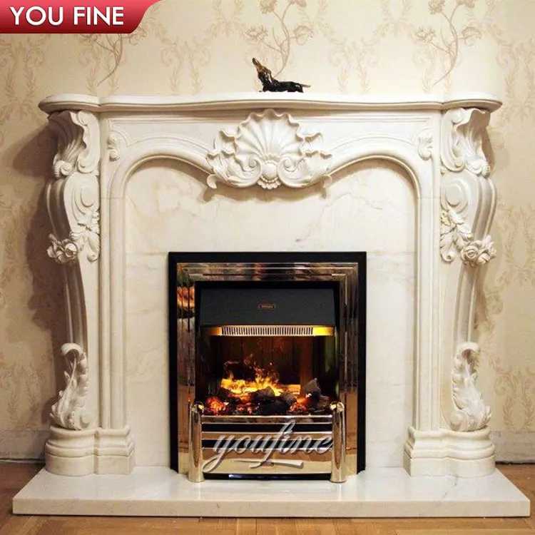 Полка для камина из белого мрамора французского Версаля с резьбой по цвету