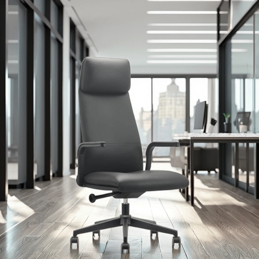 Professional Modern Leather Ergonomic Adjustable Office Chair Without Footrest 3