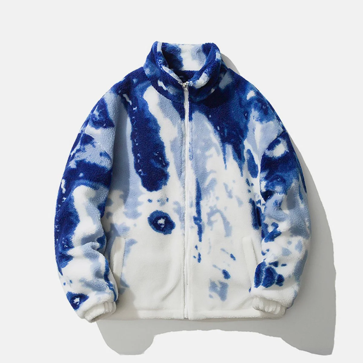 Custom High Quality Oversize 100% Cotton Tie Dye Sherpa Fashion Color Coat Patch Logo Color Sherpa Coat