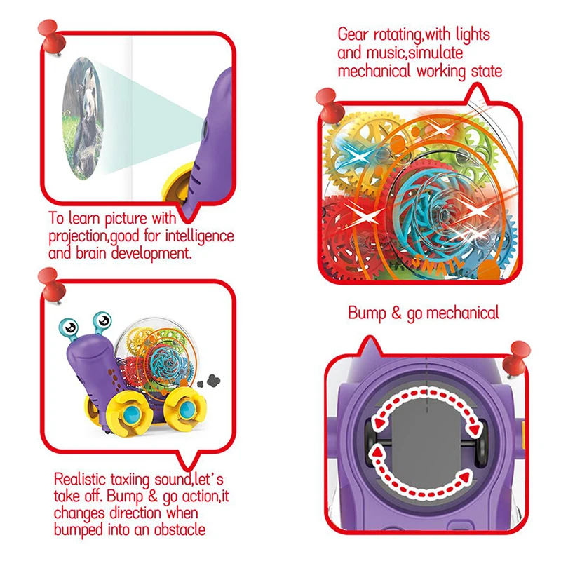 Electric Universal Transparent Gear Snail Toy - 360° Rotating