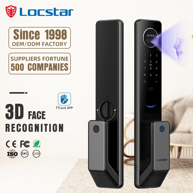 Locstar TTlock Face Scene Smart WiFi Digital Door Lock Code Card Smartphone Unlock Fingerprint Fully Automatic Smart Door Lock