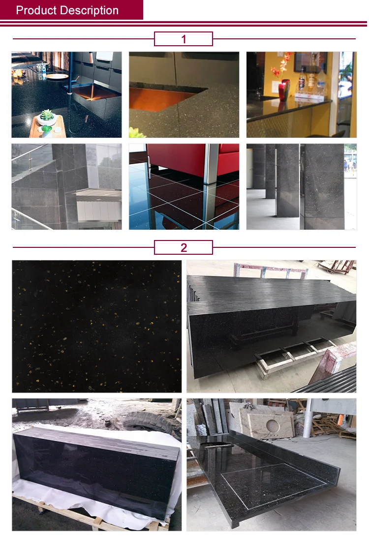 Granite Floor Tiles 60 x 60 Flooring Granite High Quality luxury Black Galaxy Granite Polished Surface Finishing Granite