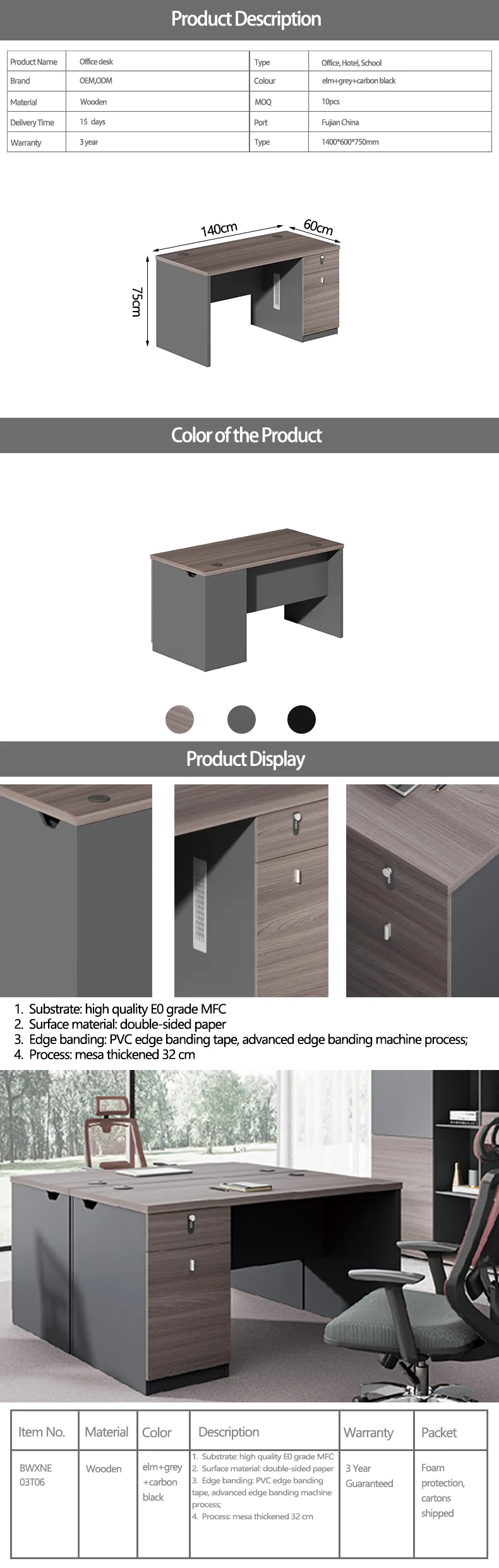 Modern Office Desk Furniture Specifications L Shape Executive Table For Manage