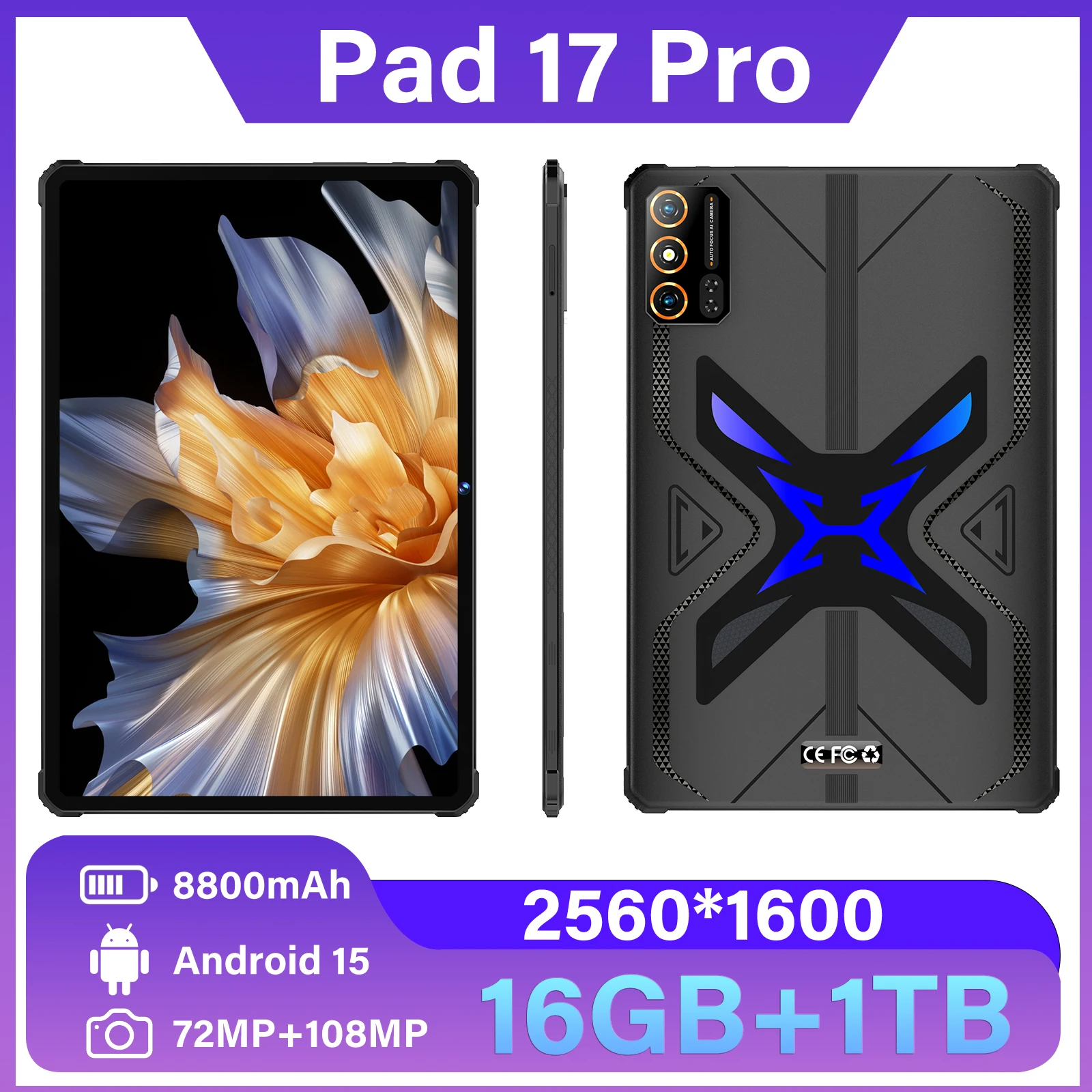 New Arrival Pad17 Pro Plus 16GB RAM 1TB ROM Android 15 Tablet PC