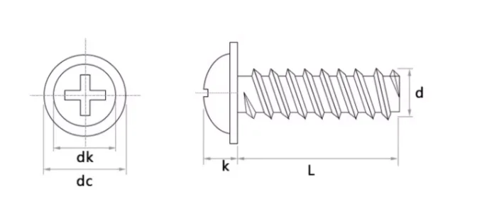 product original factaory black zinc phillips round pan washer head flanged self tapping thread forming screw-59