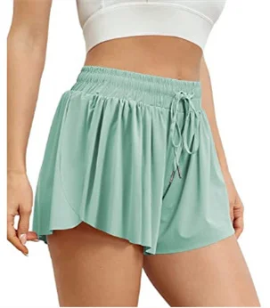Custom Logo Summer 2 in 1 Flowy Running Shorts for Women Gym Yoga Athletic Womens Workout Biker Spandex Lounge Sweat Skirt