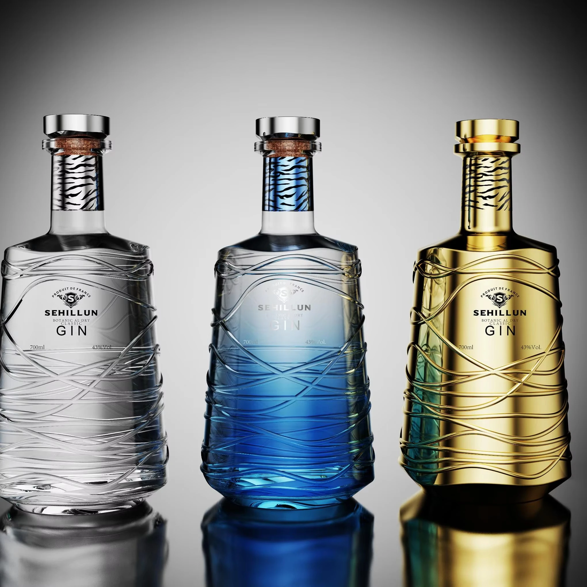 750ml glass liquor bottles oem custom logo high quality gin spirits bottle comes with custom box