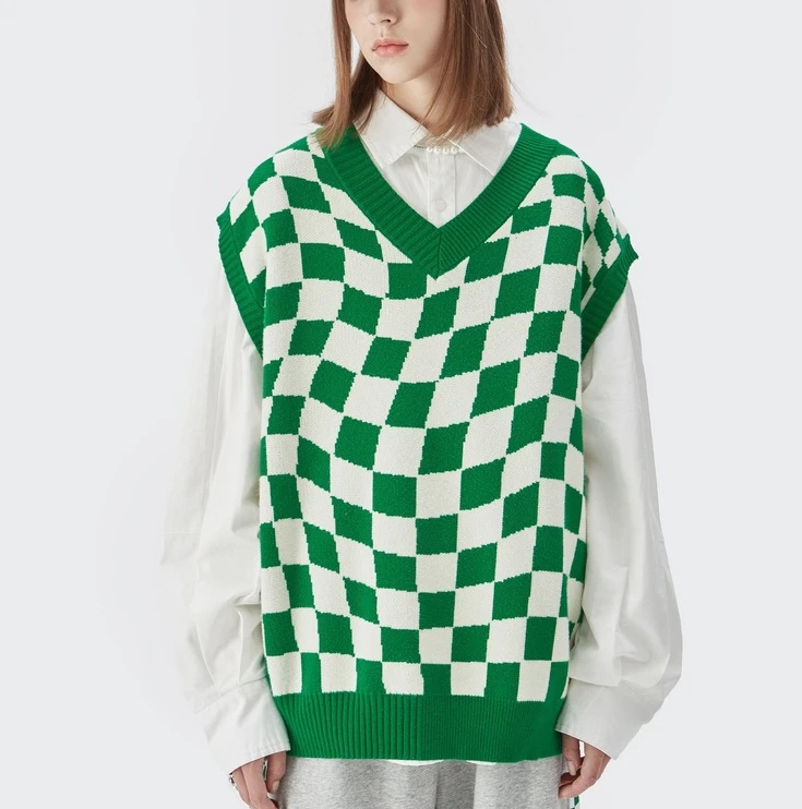 Streetwear rouge et blanc rayé pull gilet blanc tricot hommes