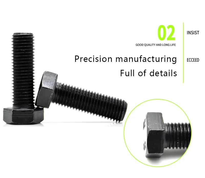 Black Hex Screw Bolts and Nuts Din933 M6 Bouten M10 Tuerca Y Perno Fasteners M12 M13 Hexagon Bolts 18X80 Mm 8.8 Hex Head Bolt manufacture