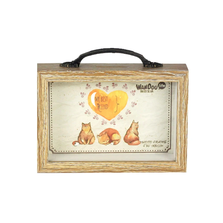 Shadow Money Box for Saving Coin Decorative Piggy Bank Box Rustic Wooden with Metal Handle for Audit or Kids Gift