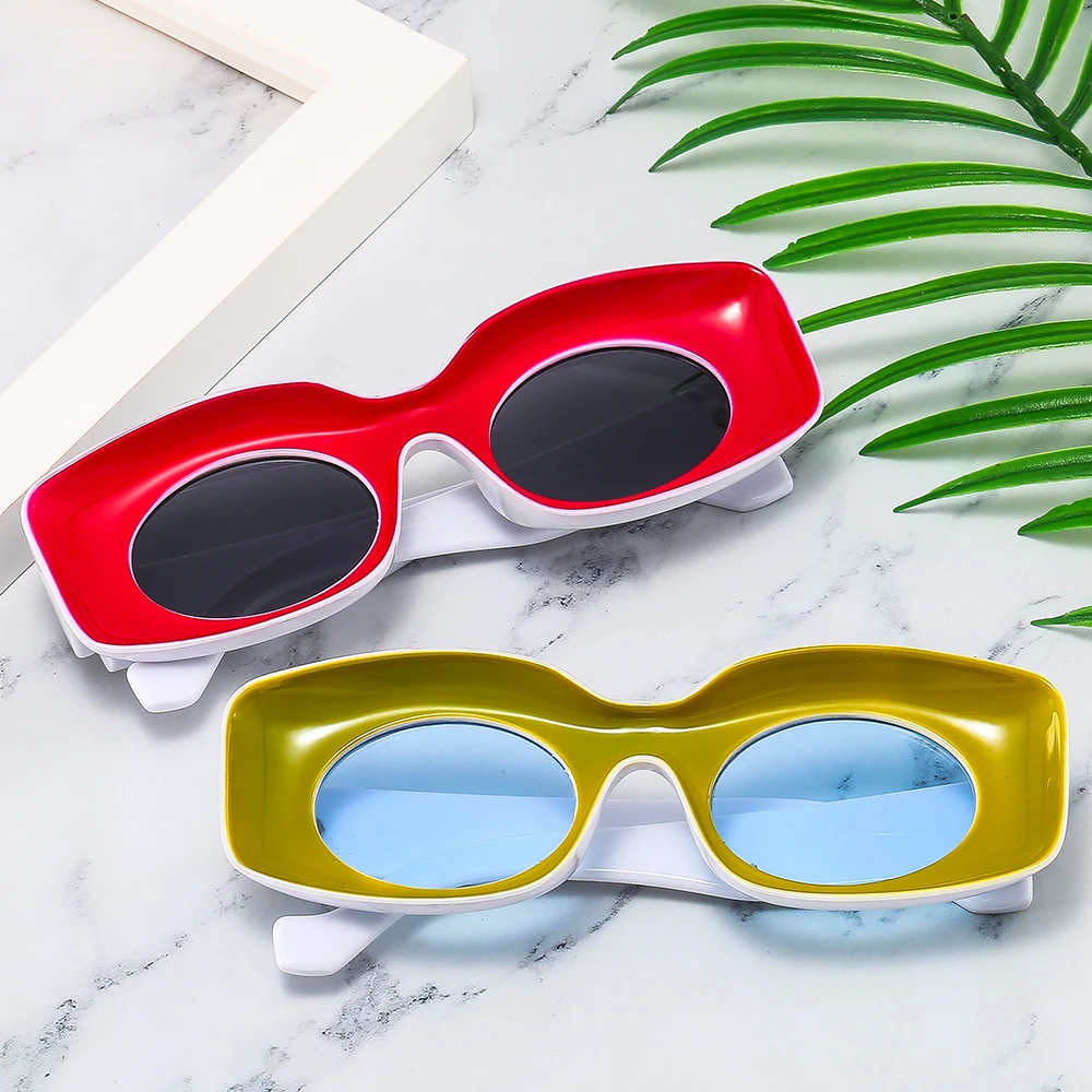 2023 Hip Hop Oversized Candy Color Sunglasses for Women and Men Unique Red Orange Square Sun Glasses Female Sexy Party Shades