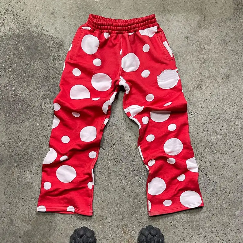Custom High Quality Casual Flared Jogger Track Pants Patchwork Elastic Waistband Stacked Sweatpants for Men gallery 7