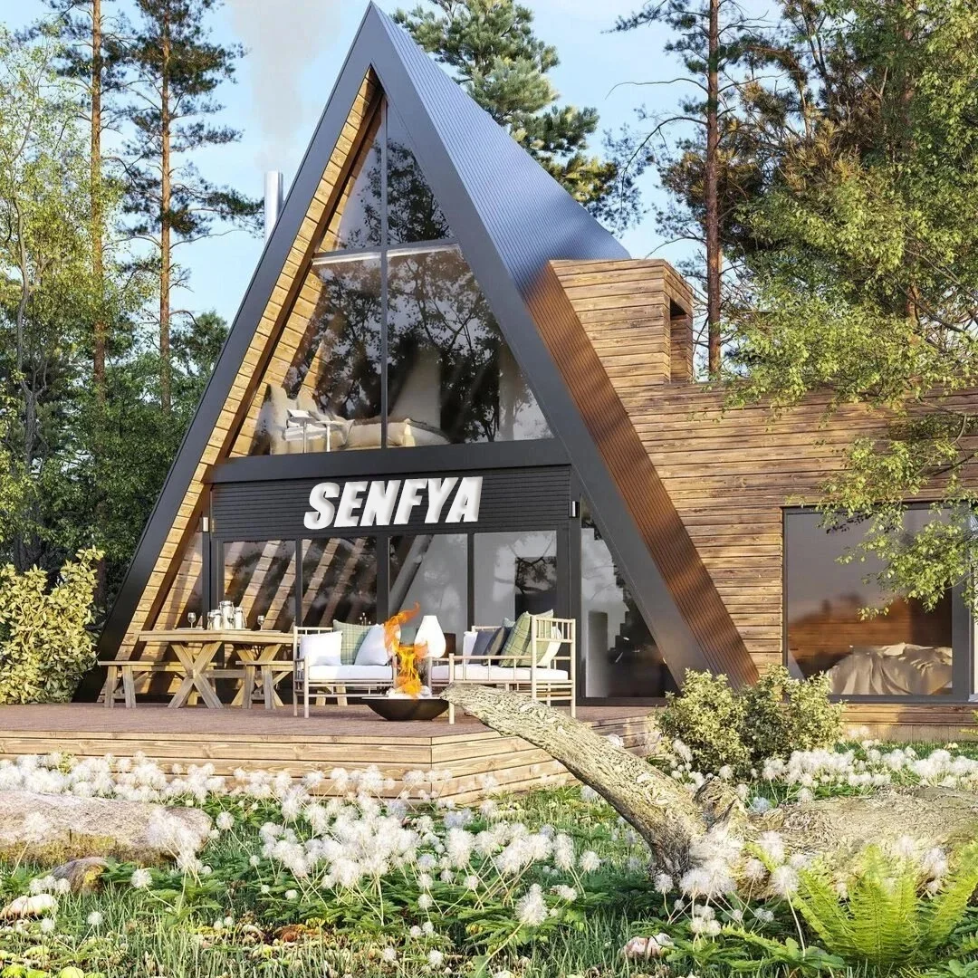 Luxury Modular House: Prefabricated Triangle Glass & Wooden Design for ...