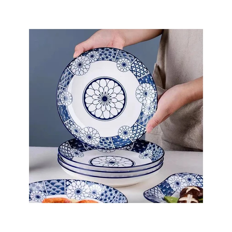 Custom Kitchen Wares Round Ceramic Plate Blue 18 cm cm Ceramic Plate - Main Image
