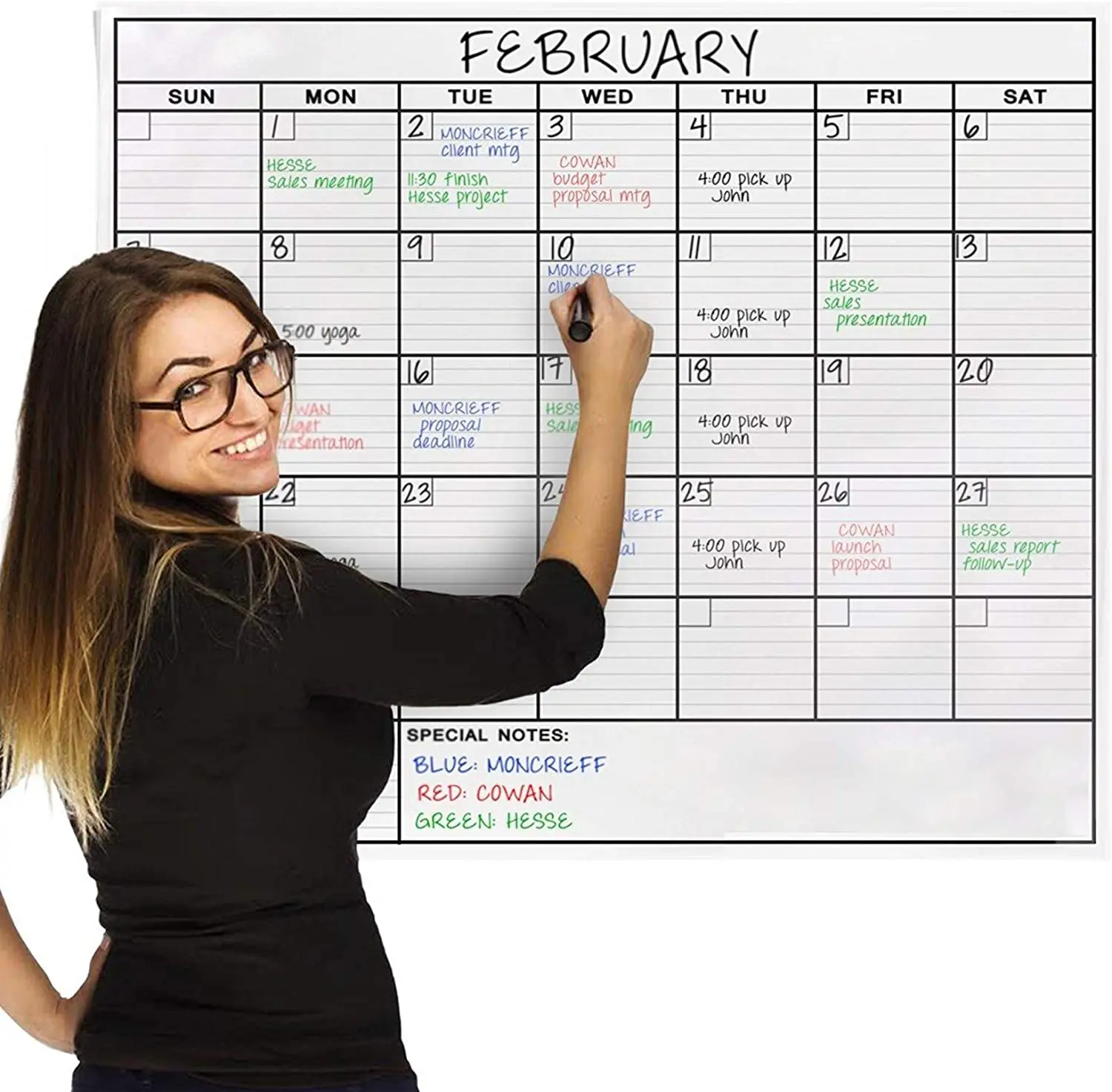 Wandkalender, trocken abwischbar, laminiert, für 4 Monate, Jumbo