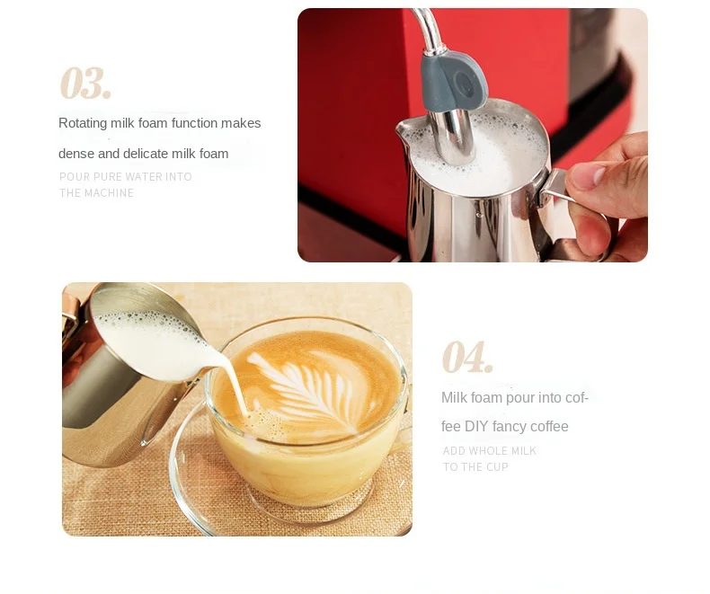 New Italian Coffee Machine Household Semi Automatic Latte art steam coffee machine milk frother