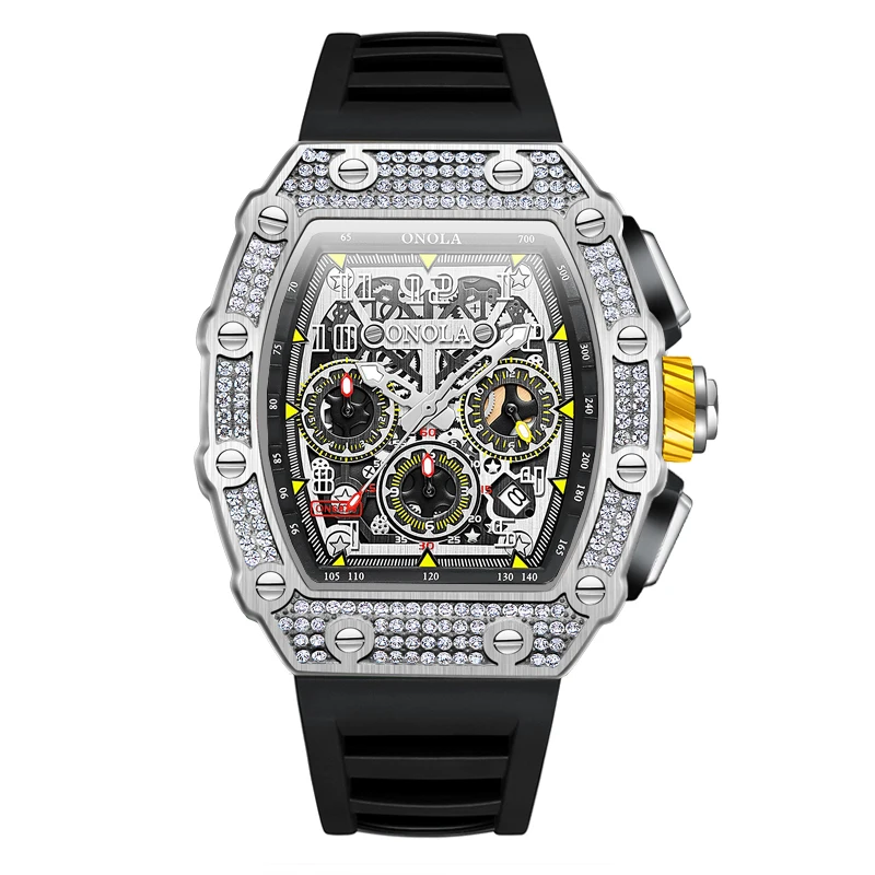 ONOLA 6826D Chic Multifunction Men Quartz Watch Trendy High Quality New Trend Design Ready Stock Waterproof with Silicone Strap