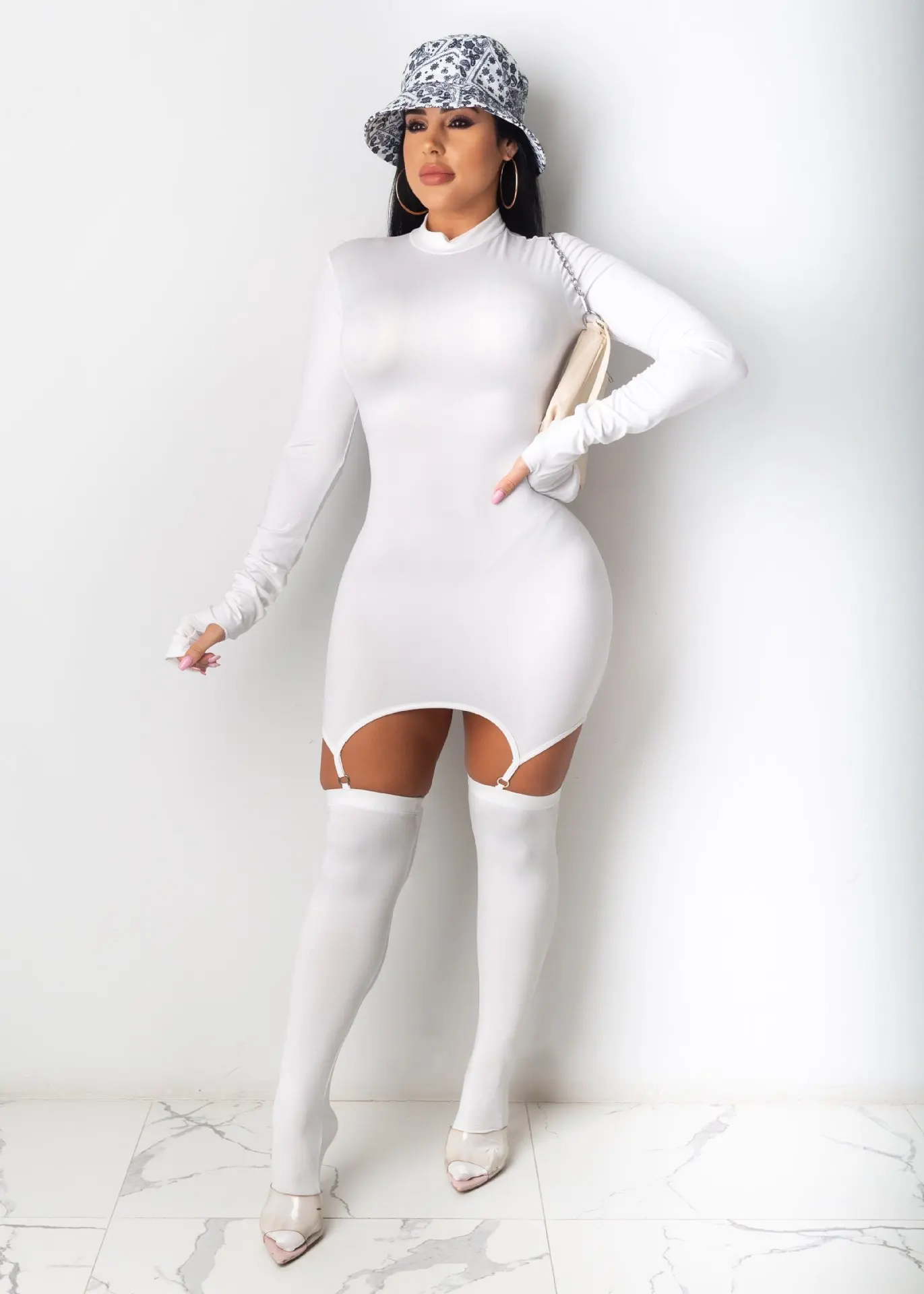 Solid Color Stocking Long Sleeve Sexy Clubwear Skinny Party Women Bodycon Garter  Dresses - Buy Women Bodycon Dress,Bodycon Dress Sexy,Casual Dresses Product  on 