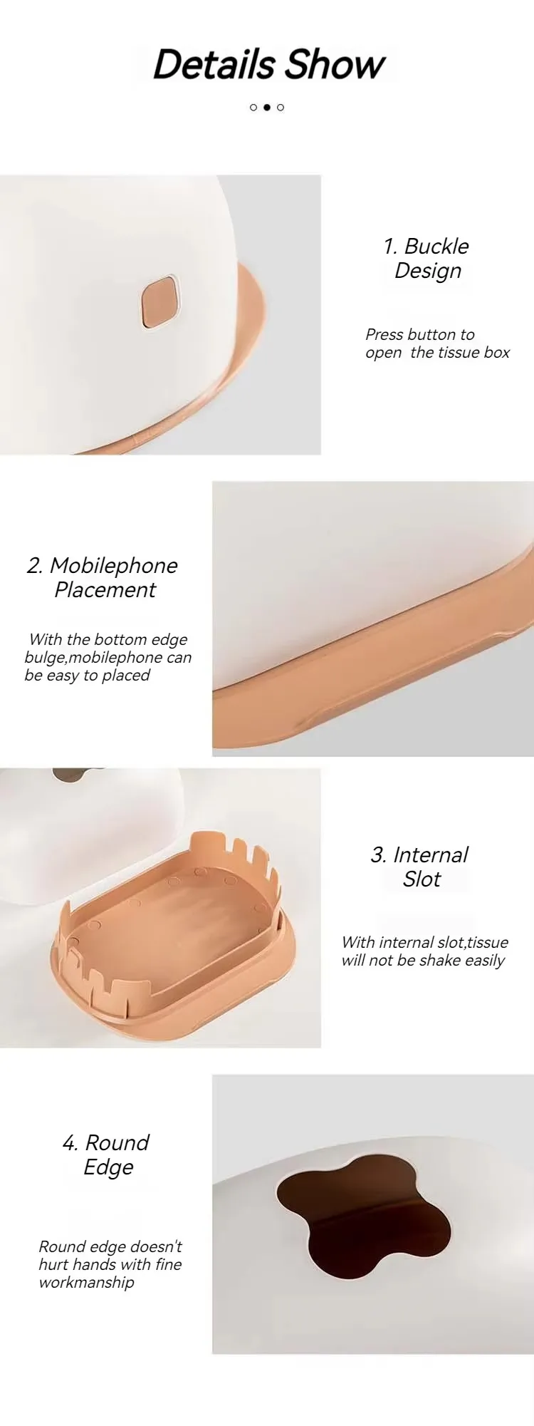 OEM Custom Printed Business Facial Tissue Box Napkin Holder Plastic Desktop Tissue Boxes with Mobile Phone Holder Wholesale manufacture