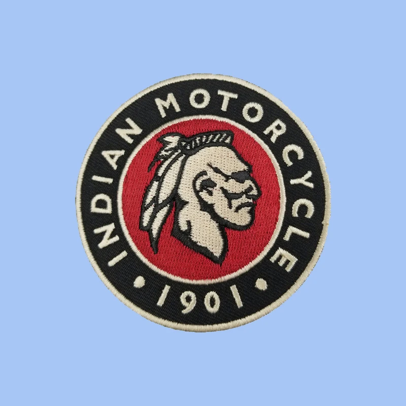 Ready to Ship Custom Motorcycle Circle Badge Iron on Leather DIY Jacket Clothes Indian Biker Embroidery Patch