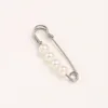 3.8cm aiguille argent perles blanches