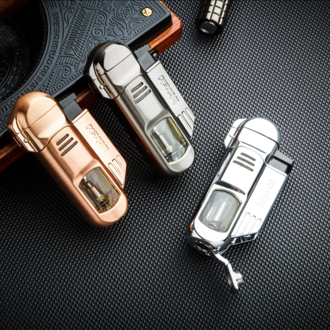 New Product Lubinski Metal Engraved 4 Torches Jet Flame Gas Lighter