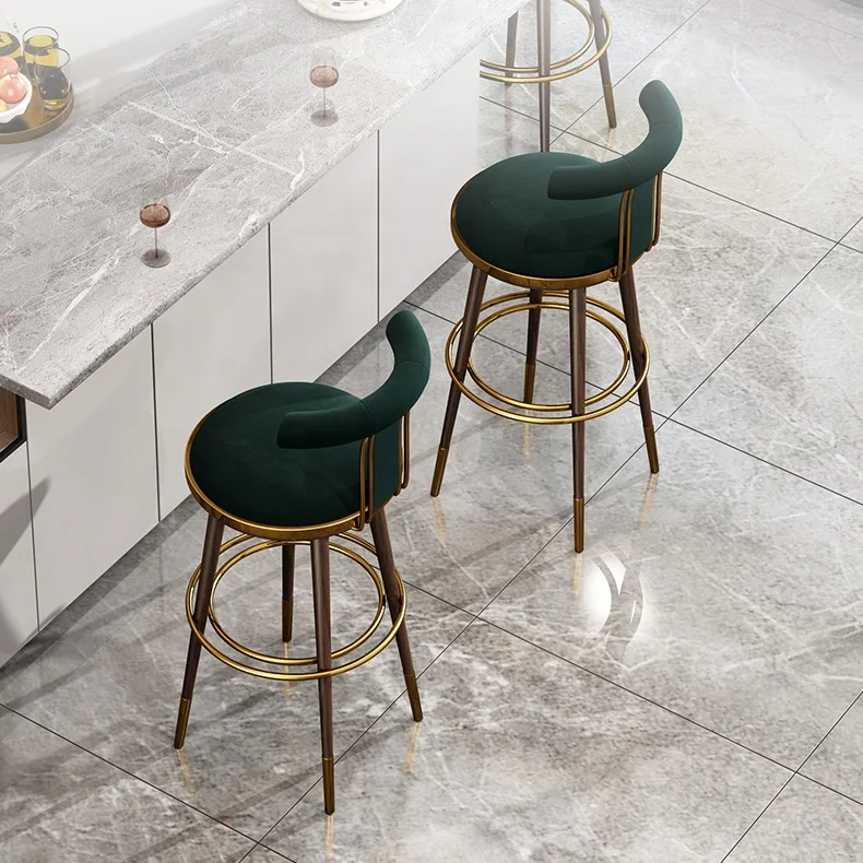 Современные Легкие Роскошные барные стулья тканевый кожаный высокий барный стул золотой из нержавеющей стали кухонная