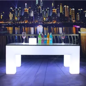 Modern Outdoor Garden LED Bar Table Interactive Light Coffee Table for Events Foldable Plastic for Living Room Hotels Hospitals