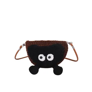 Funny Cartoon Watermelon Woven Shoulder Bag Cute Parent-child Crossbody Bag Handmade Yarn Hook Woven Bag
