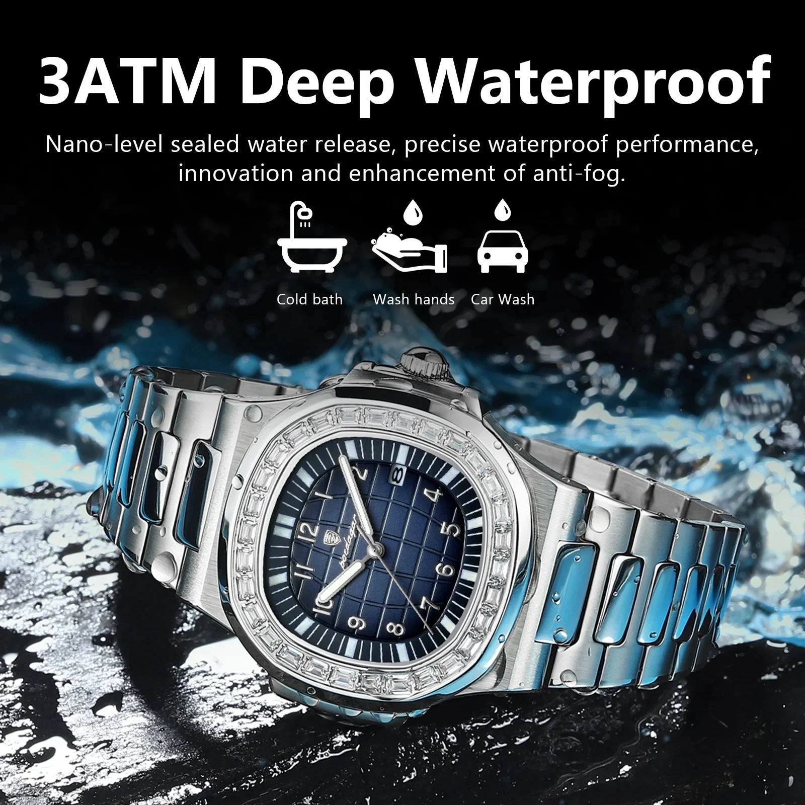 Top Poedagar Men Watch Business Waterproof Male Clock Reloj Hombre Luminous Date Stainless Steel Square Quartz Watches 925