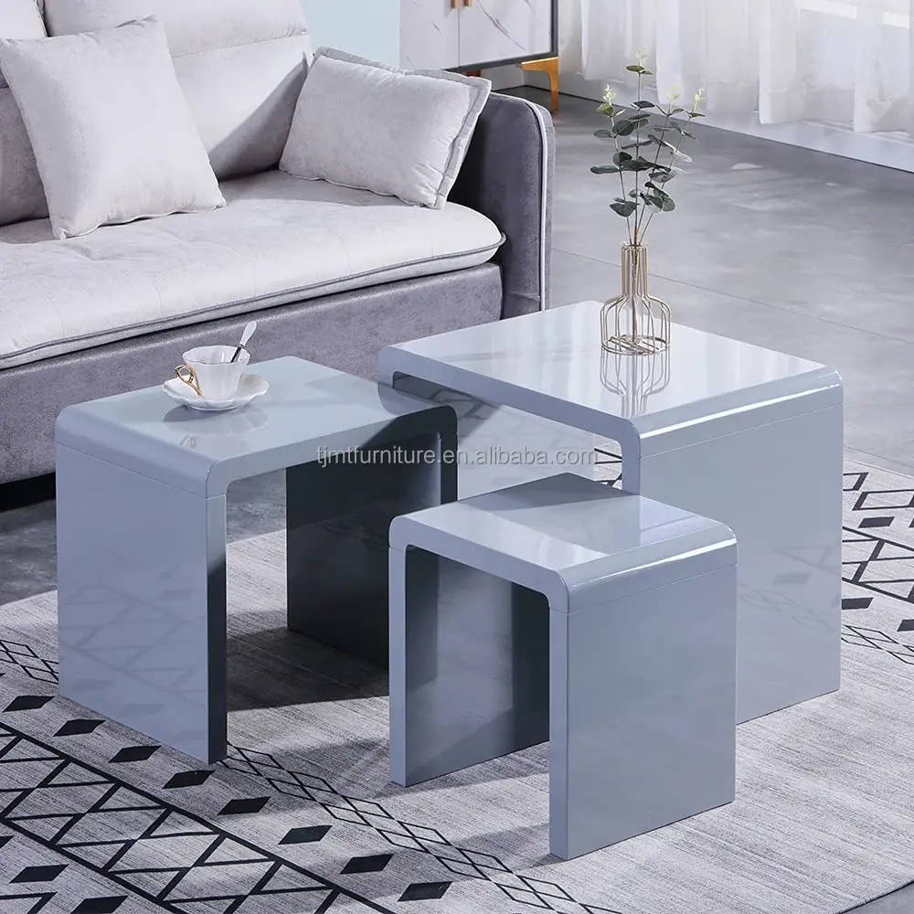 white and grey high gloss nest of tables