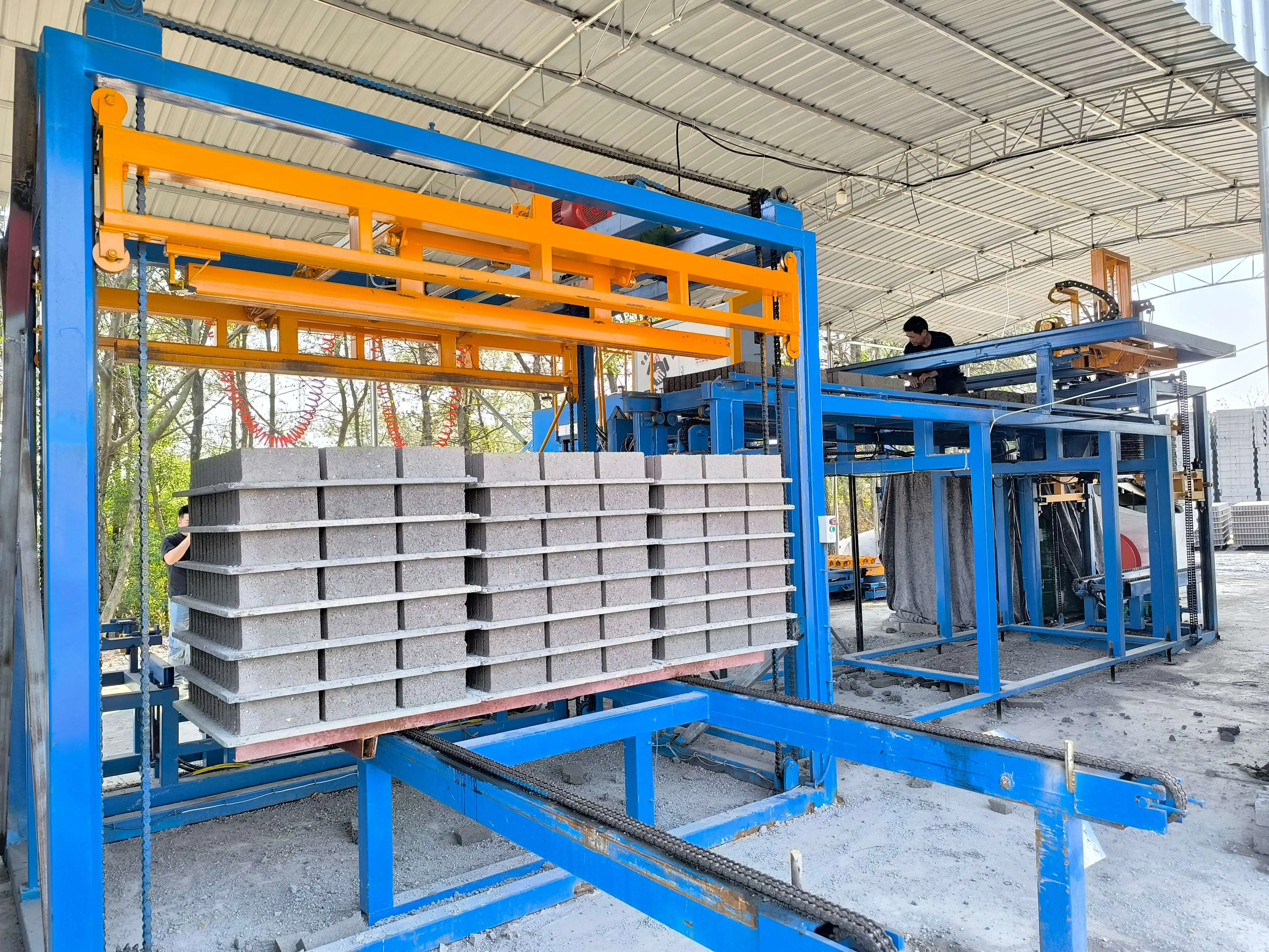 Automatic Brick Stacking and Wrapping Machine Concrete Block Stacking and Packaging Line supplier