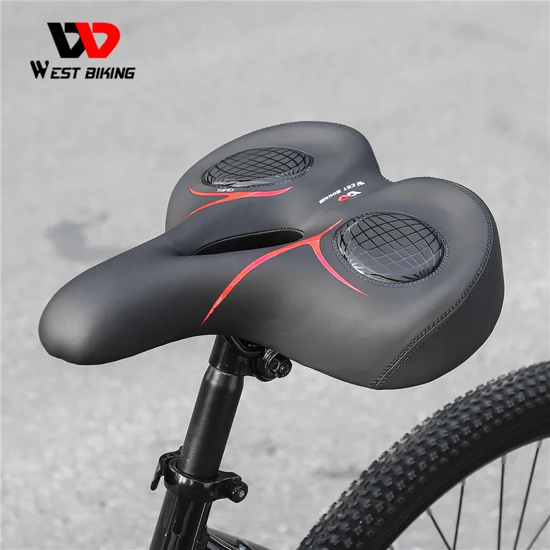 WEST BIKING Enlarged Bicycle Saddle Cushion Bike GEL Waterproof Seat  Cycling Cushion Soft Mountain Wide Bike Parts Saddle Seat