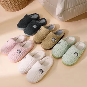 New Style Fluffy Warm Anti-Slip Indoor Winter Slides for Men Women with TPR Outsole Couple's Plush Closed Toe Lightweight Soft