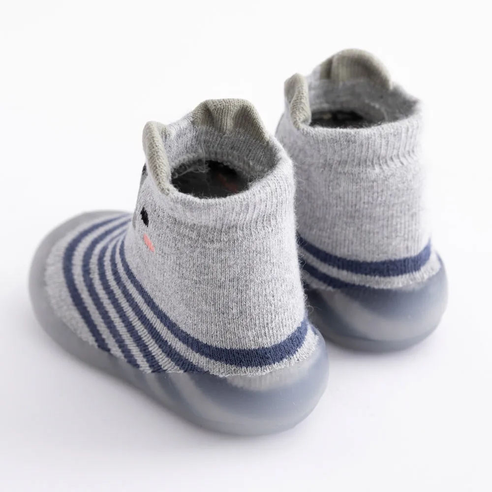 Newborn kids floor socks stripes cartoon baby toddler shoes non-slip rubber sole boys girls factory