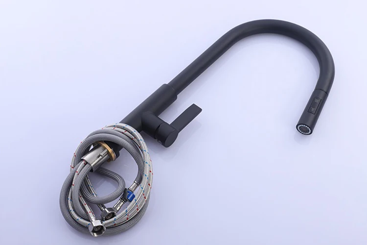 Grifo de latón negro para cocina, grifo abatible