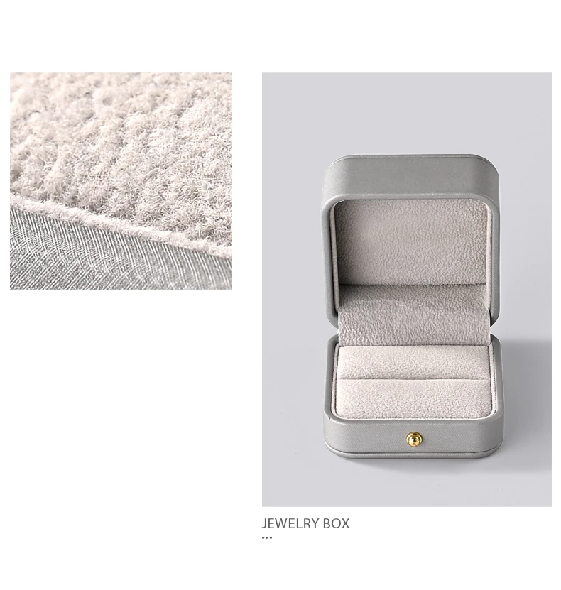 FANXI Custom logo Grey Leather Jewelry Box Ring Earrings Pendant Necklace Box Jewelry Packaging Velvet