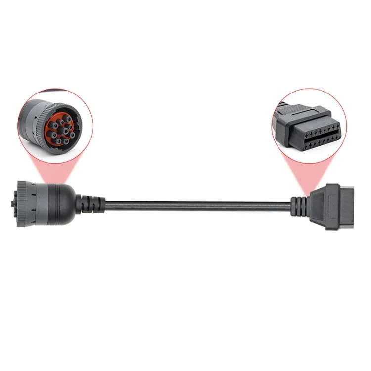 J1939 9Pin to OBD2 16Pin Adapter Cable Plastic Truck Code Reader Tool for OBD1 to OBD2 Newest Software Version 2 Years Warranty
