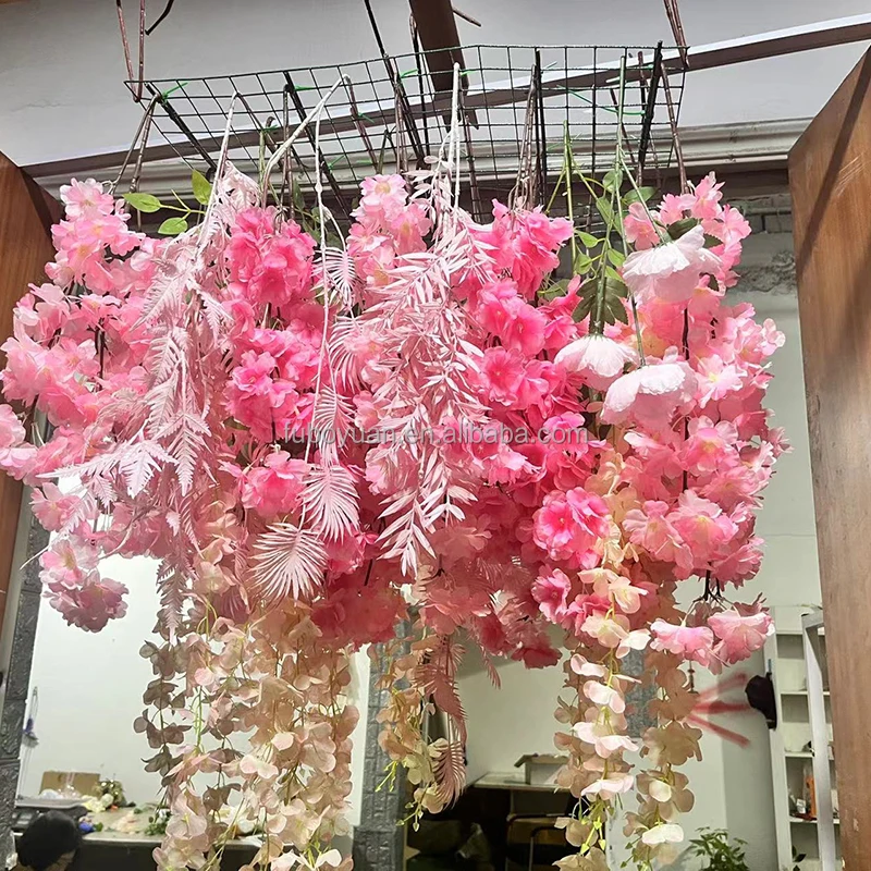 S31 Hochzeit geflschte Glyzinien Blumen rebe Girlande Faux Kirschblte  Wand decke hngen knstliche Blumen Schnur fr Dach Dekor| Alibaba.com