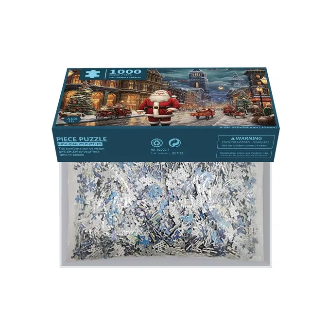 Wholesale 500 pcs puzzle custom picture printed 1000 pieces Christmas Theme jigsaw puzzles for adults