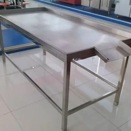 Durable stainless steel worktops for meat processing plants and industrial production lines