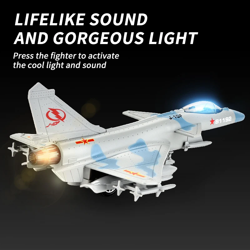 J-10 Mini Metal Diecast Toy Children's Airplane Model with Light