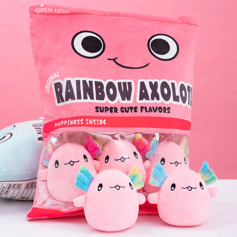 Creative Axolotl Snack Plush Toy Pillow Stuffed Plush Axolotl Toy Animals Custom Design Axolotl Snack Plush Toys