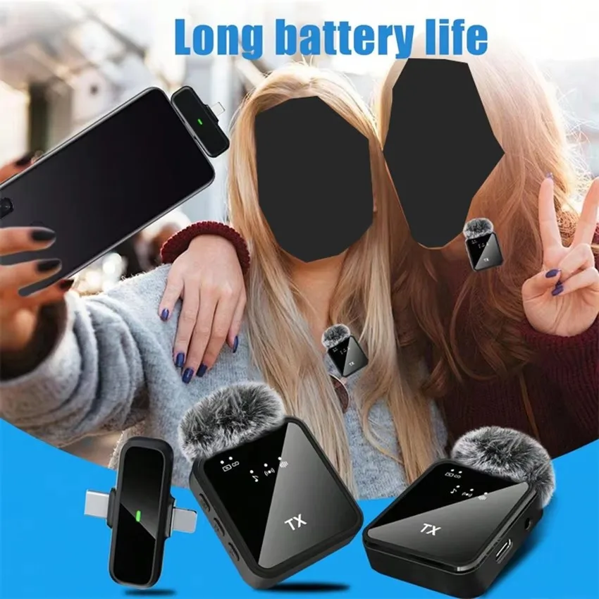 F11-2 F15 Wireless Microphone Connector 3 in 1 HandsFree Reporting Wireless Lapel Microphone for Mobile Phone Street Interview