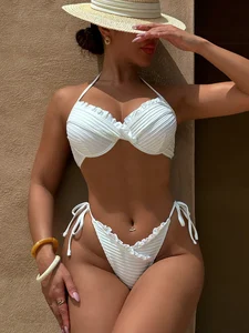 2026 New Fashion Women's Two Piece Bikini Set White Bikini for Sexy Lady
