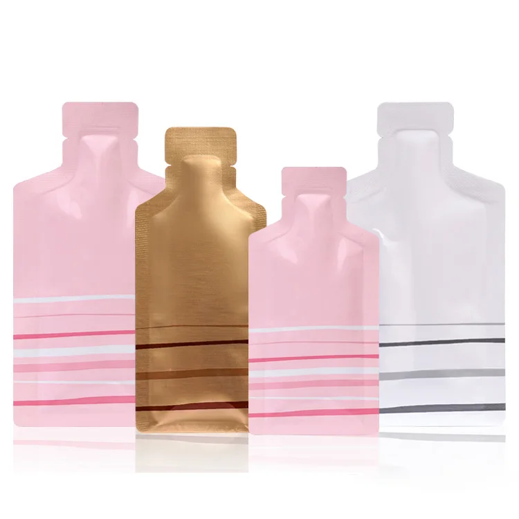In Stock and Custom Lotion Cosmetics Alcohol Sample Use Small Sachets Cream 2ml Packet Narrow Bottle Irregular Shape Pouch